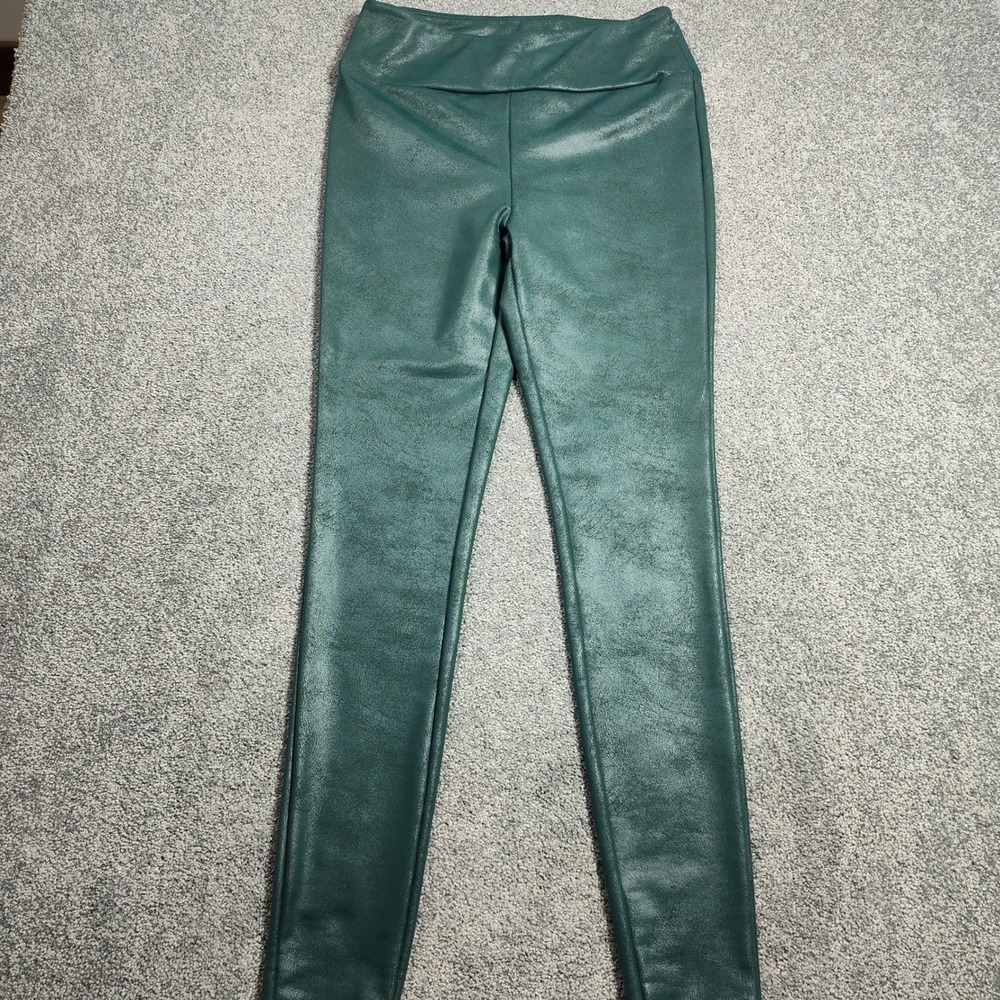 Luxe LuLaRoe Leggings Womens S Green Faux Leather High Waist Buttery Trendy